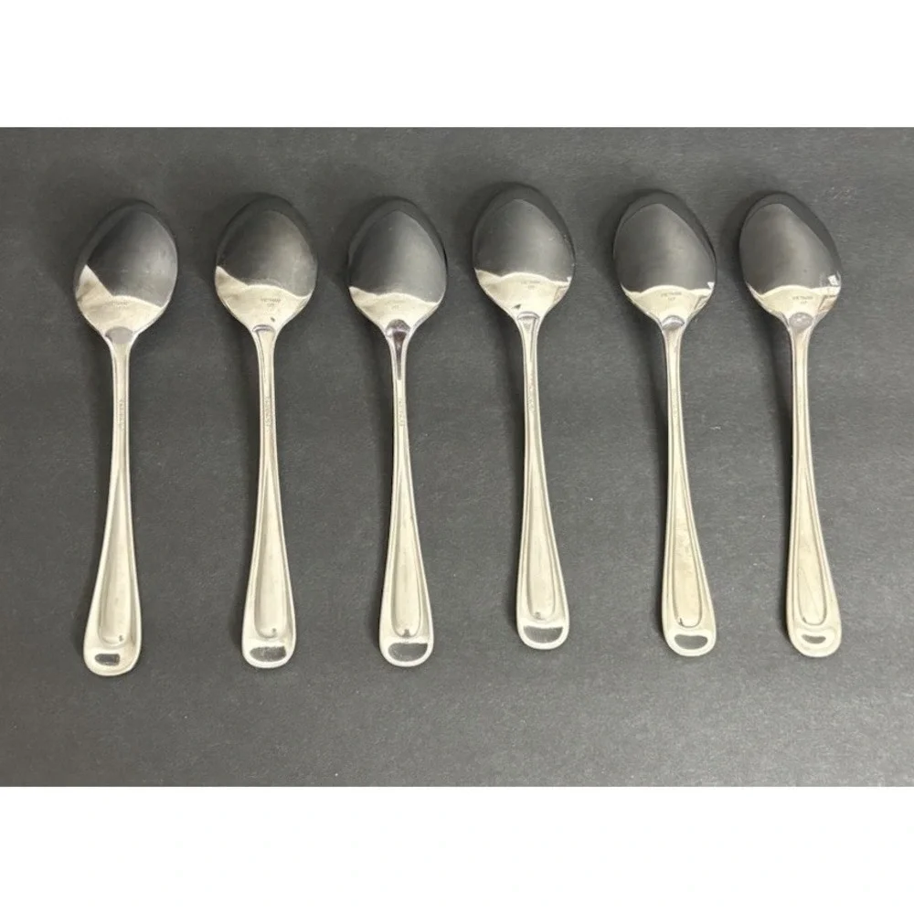 6 Oneida Satin Sand Dune Teaspoons Stainless Flatware 6 1/8